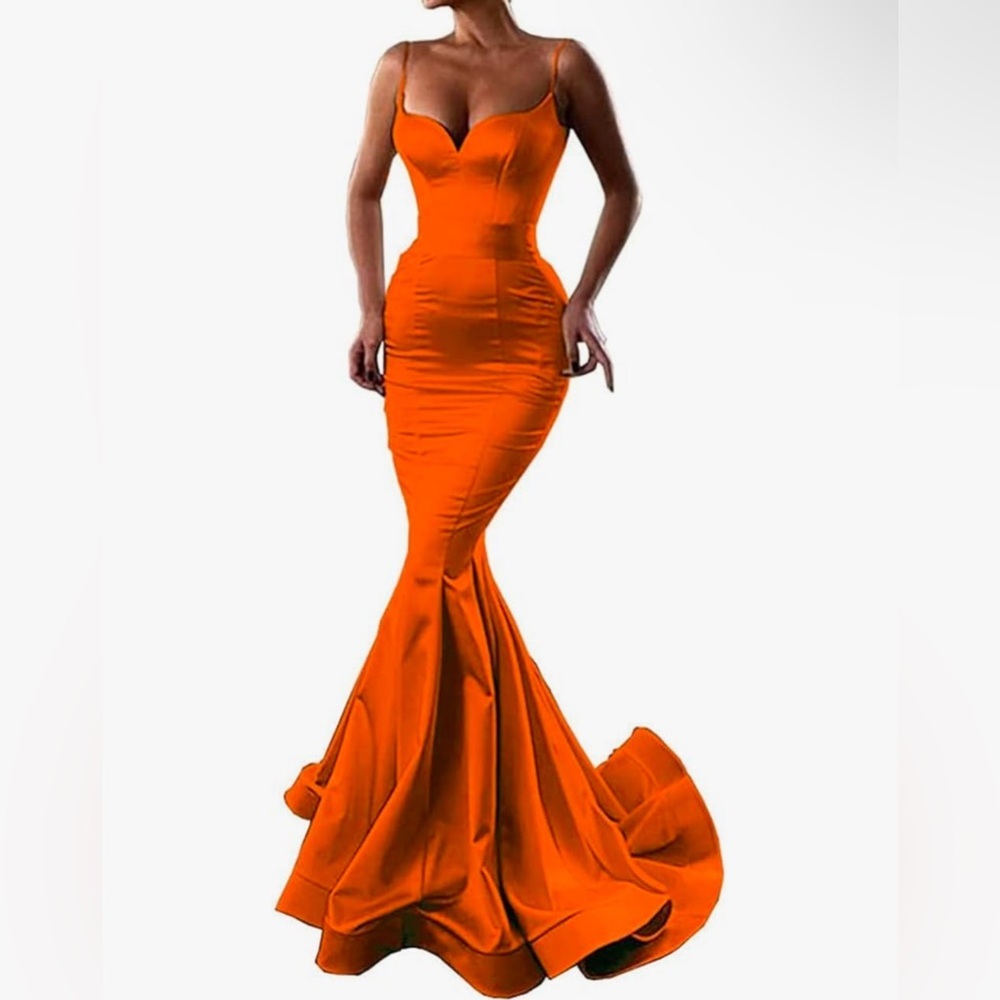Women's Mermaid Sweetheart Spaghetti Straps Prom Dress Ruched Long Evening Gowns